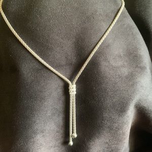 Adjustable 16” 925 Sterling necklace with diamond accents. Stunning